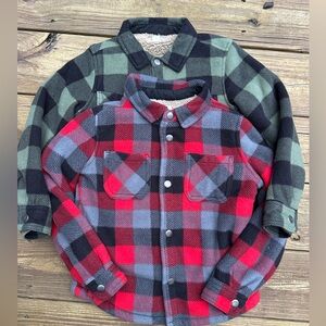 Set of 2 Weatherproof Boys Sherpa Lined Plaid Shirt Jackets XS 5/6